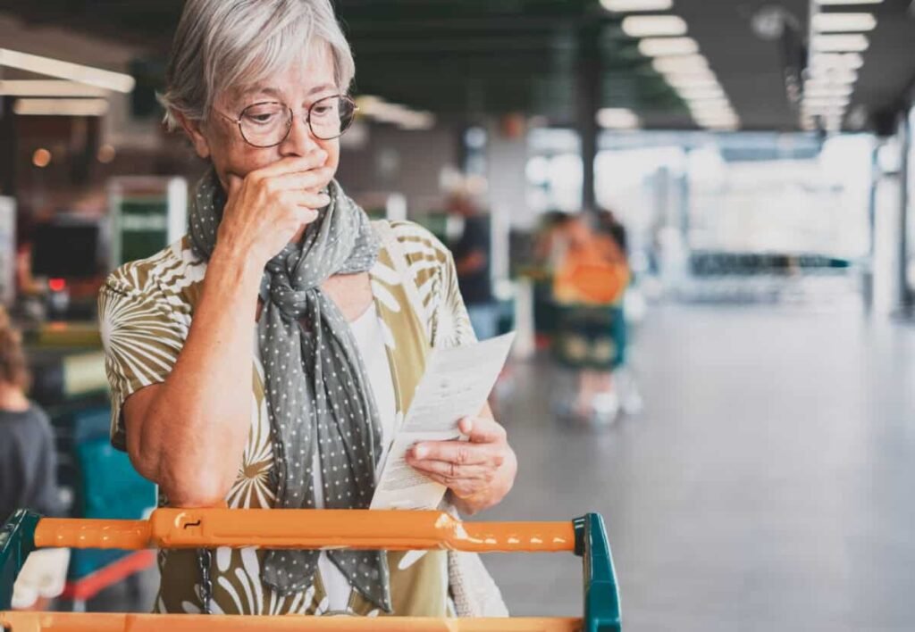 shopper checks her receipt